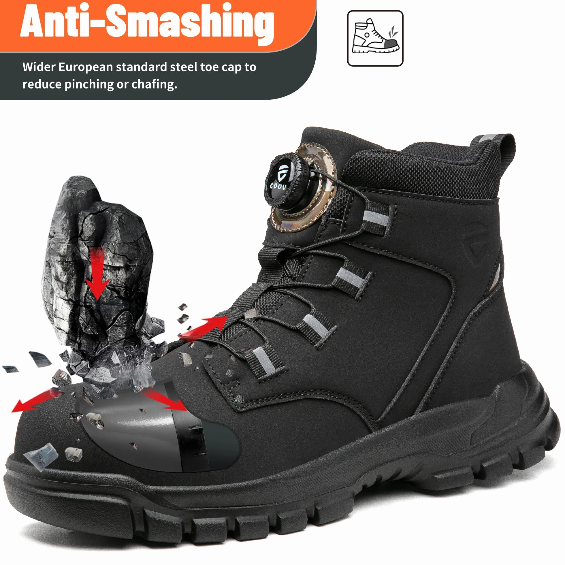 KOIFISH Scarpe Antinfortunistiche Uomo Donna Alte Scarponi Antinfortunistiche Leggere Comode Scarpe da Lavoro con Punta in Acciaio Antiscivolo