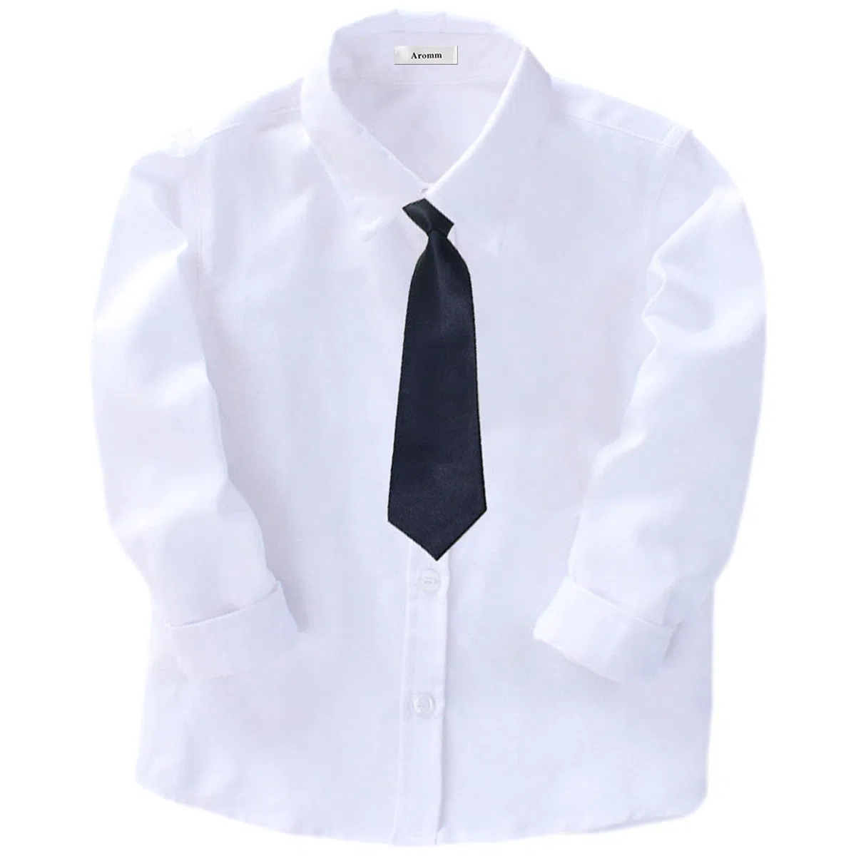 Camicia da Ragazzo con Maniche Lunghe Bottoni Uniforme Scolastica Solida Camicia Oxford con Cravatta e Papillon