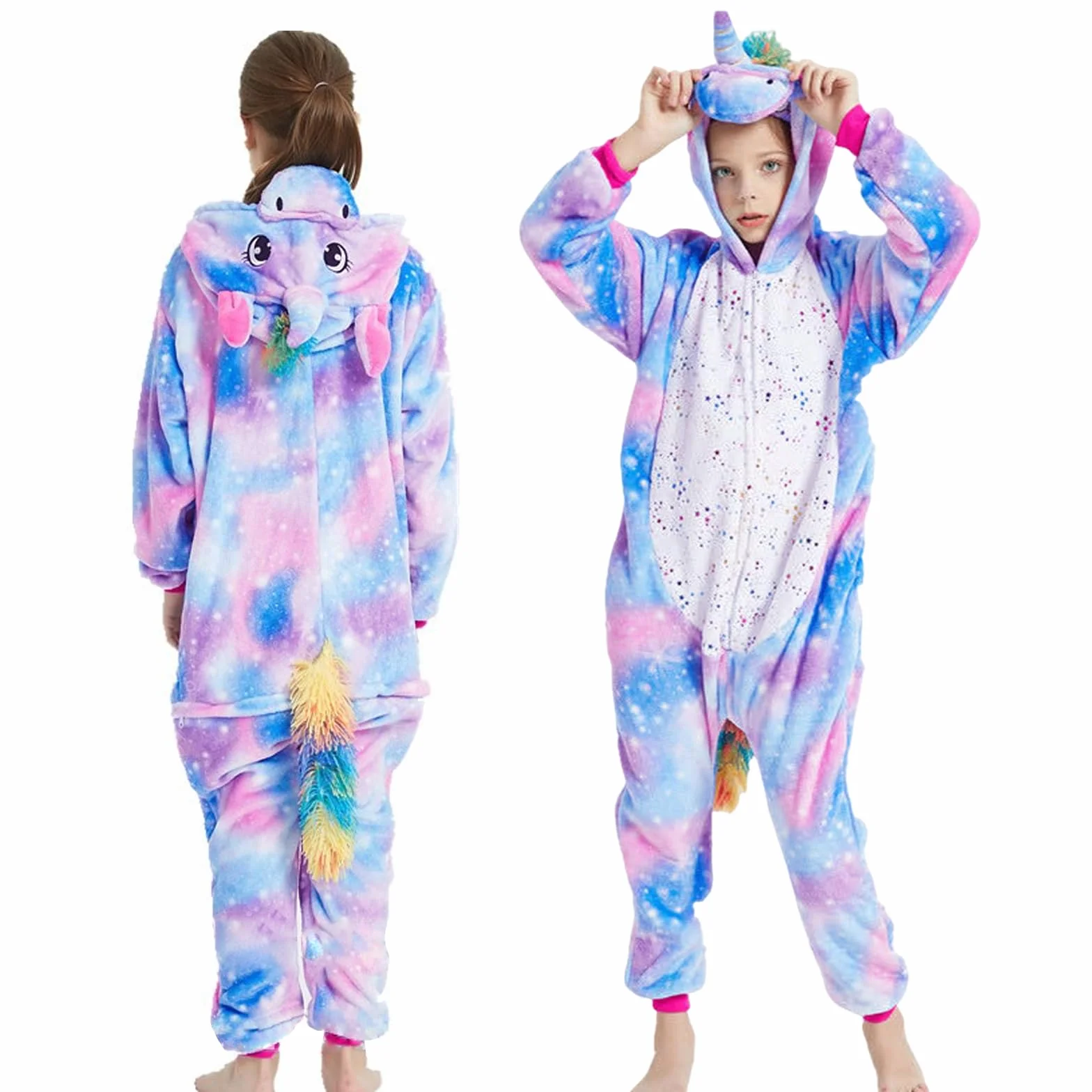 Tutina per Bambini con Unicorno, Onesie con Cappuccio, Tuta da Notte, Pigiama da Bambina, Costume da Animale per Carnevale e Cosplay