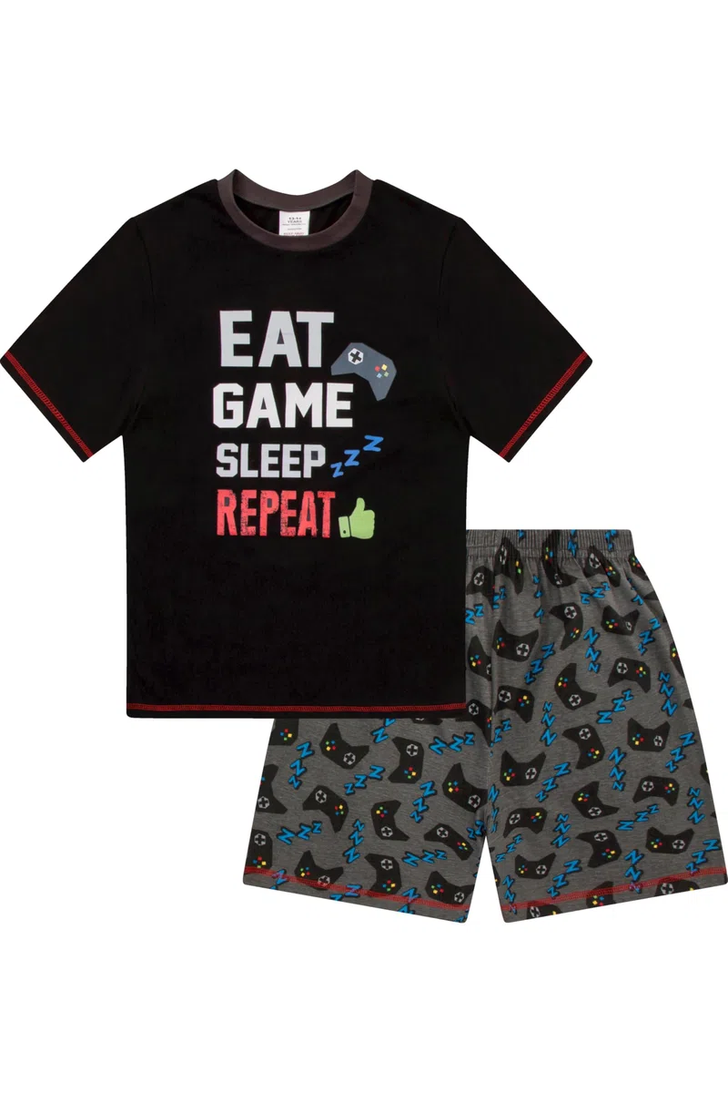 thepyjamafactory Ragazzi Eat Game Sleep Controller Corto Cotone Pigiama