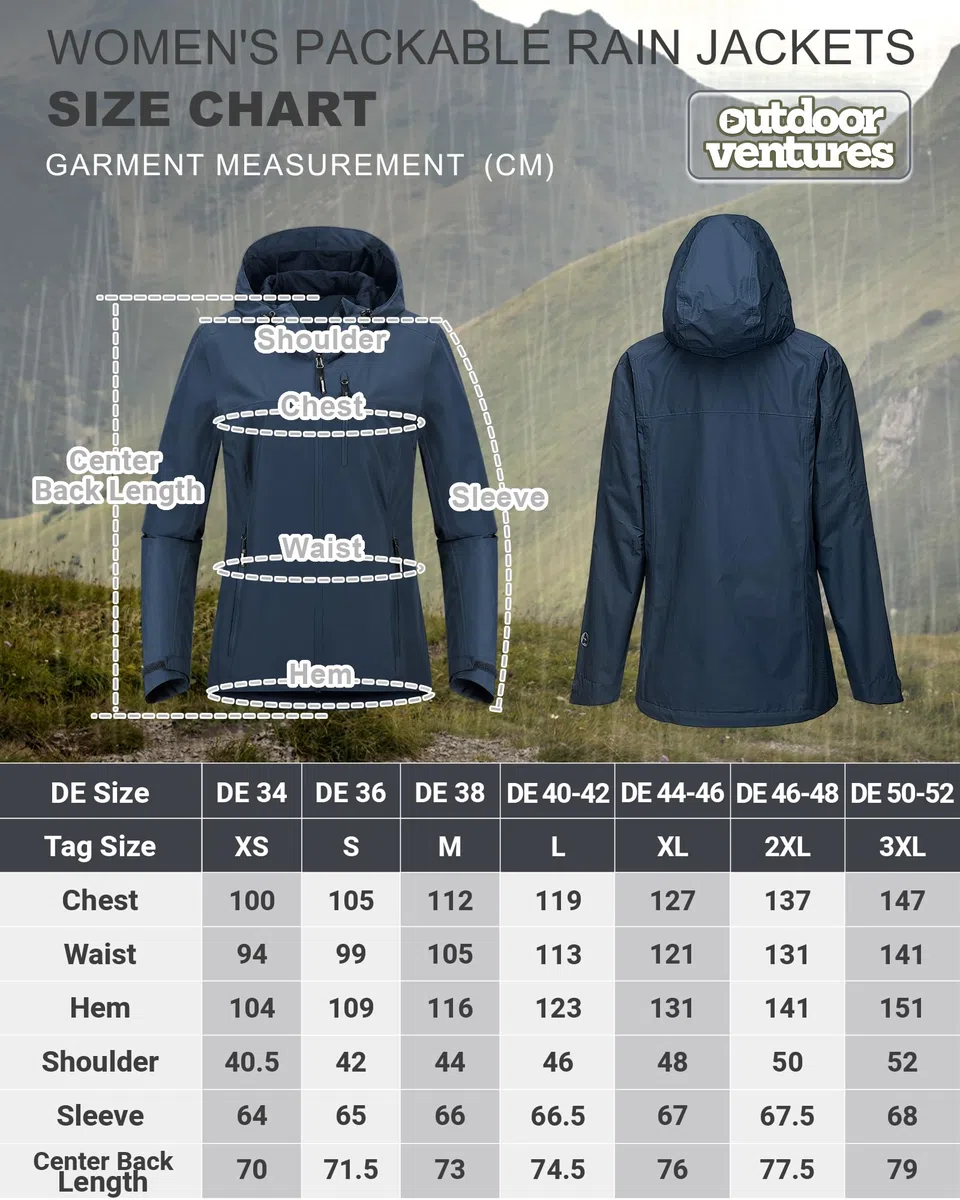 Outdoor Ventures Giacca impermeabile da donna, 10000 mm, leggera, foderata, impermeabile, impermeabile, impermeabile, impermeabile, con cappuccio