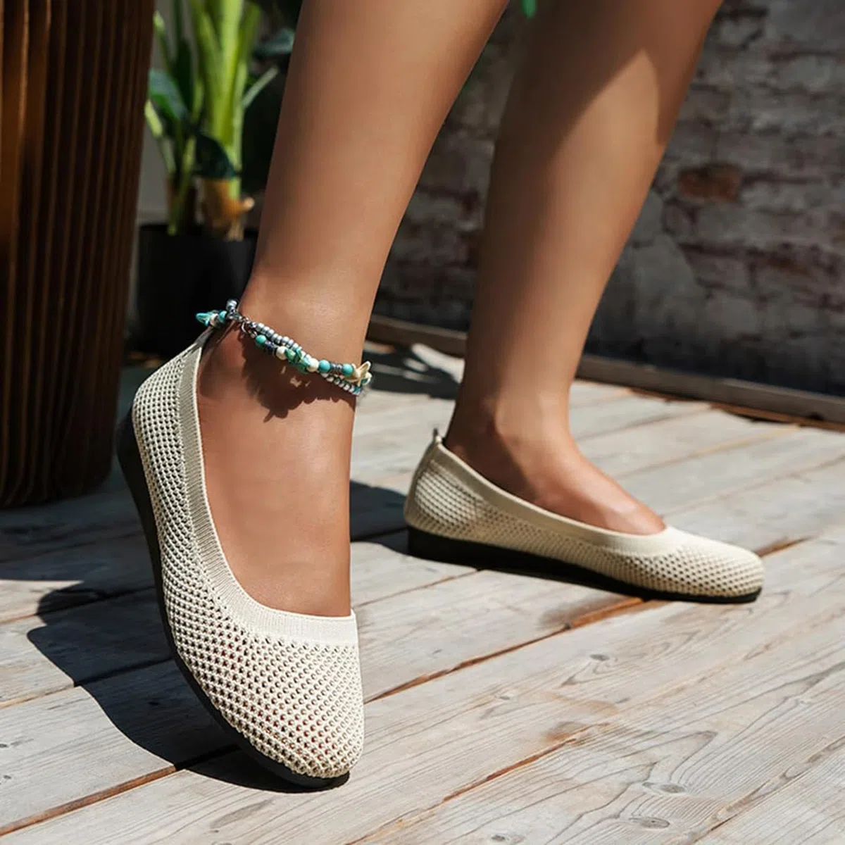 Décolleté Donna Primavera Estive 36-43 EU in Rete Traspirante Traforata Decollete Slip-on Casual Senza Lacci Scarpe Eleganti Basse da Ballo Ballerine a Punta Comode per Lavoro Casa Dance,