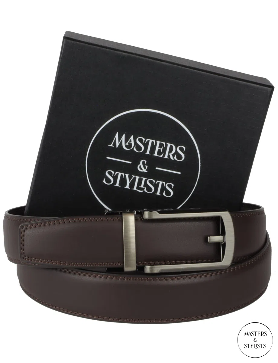 Masters & Stylists Cintura Uomo, Cintura in Pelle con Fibbia Automatica Senza Buchi, Cinta Elegante e Resistente, Regalo Uomo, Larghezza 3.5 cm, Lunghezza 110cm o 120cm