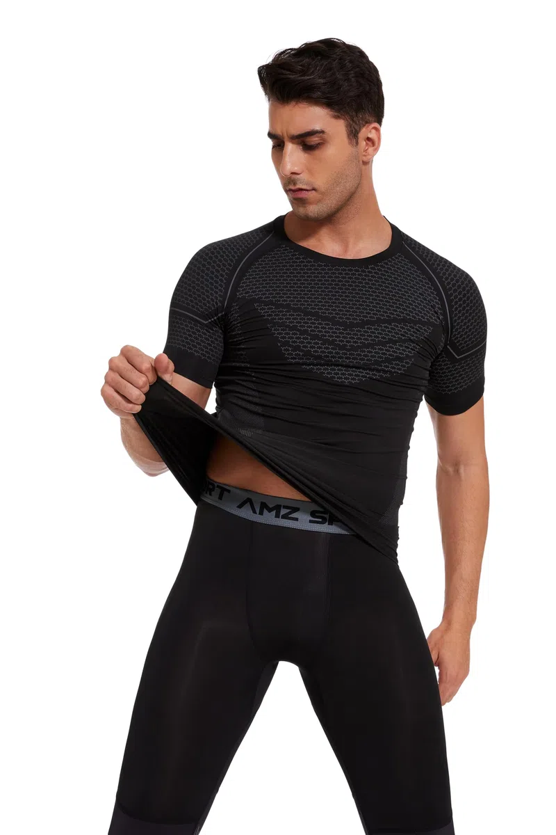 AMZSPORT Maglia a Manica Corta Compression da Uomo Sport Palestra