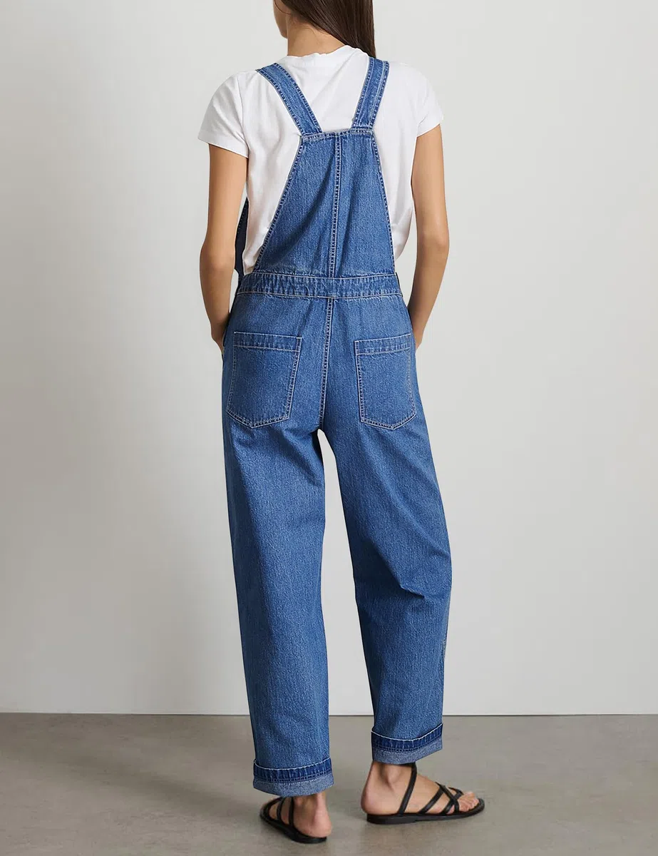 Fengbay Salopette da donna in denim, tuta da donna in denim, con spalline regolabili, casual, ampia, con tasche