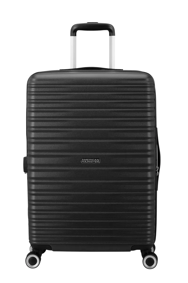 American Tourister Aerotech - Set di valigie rigide da 3 pezzi (bagaglio a mano, medio, grande), espandibile, set di trolley con lucchetto TSA - nero (nero metallizzato)
