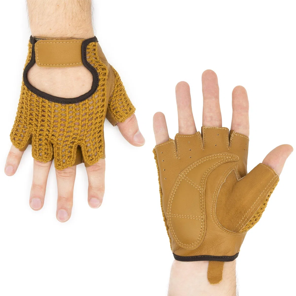 Guanti da guida, in stile retrò, vintage, senza dita, per ciclisti