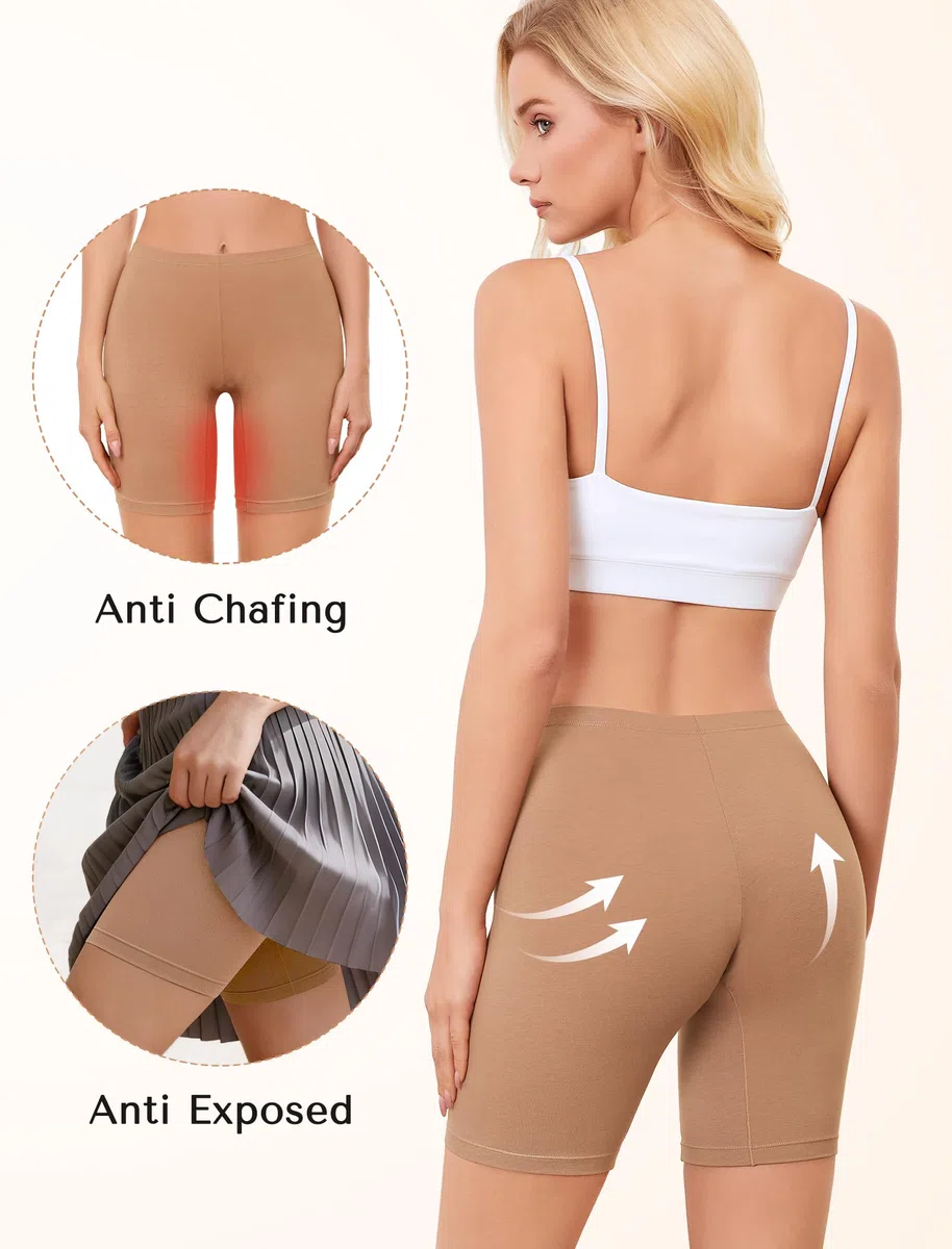 VOENXE Mutande Boxer da Donna Pantaloncini Sottogonna Donna Culotte Cotone Antisfregamento Leggings Corti Culotte Slip Donna Mezza Gamba Cotone Sport Hot Pant Vita Alta Senza Cuciture Pacco da 4