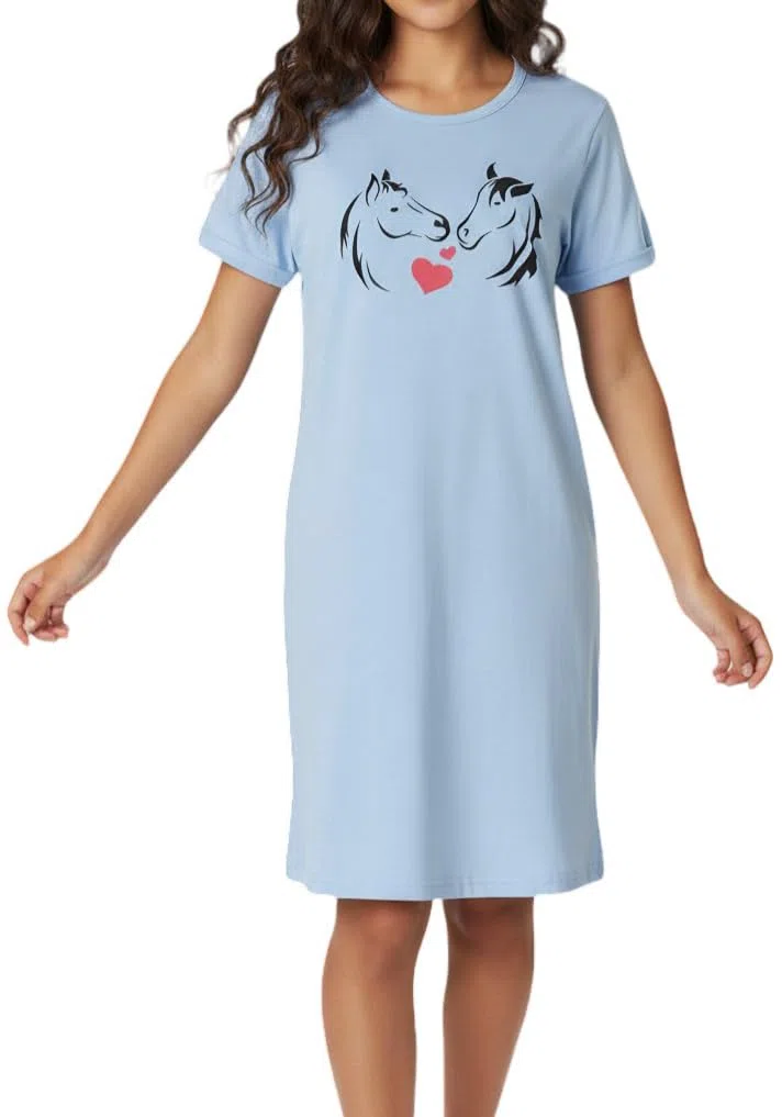 In One Clothing Camicia da notte da bambina a maniche corte, morbido jersey singolo in 100% lana da costruzione, diversi motivi