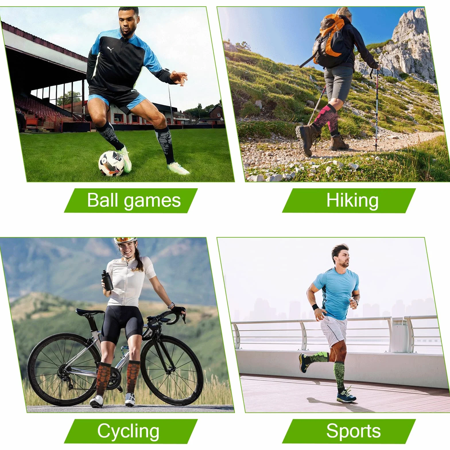 6 Paia Calze a Compressione Graduata Donna e Uomo, 18-25mmHg Calze Elastiche a Compressione, Calze al Ginocchio, supporto per la corsa sportiva Ciclismo Trekking