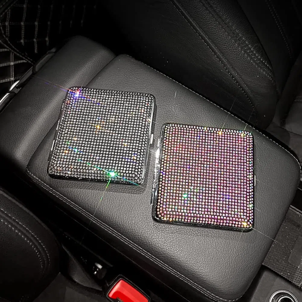Portasigarette da donna, in metallo lucido glitterato, con clip a molla su entrambi i lati, per 20 sigarette, regalo per fumatori (bianco)