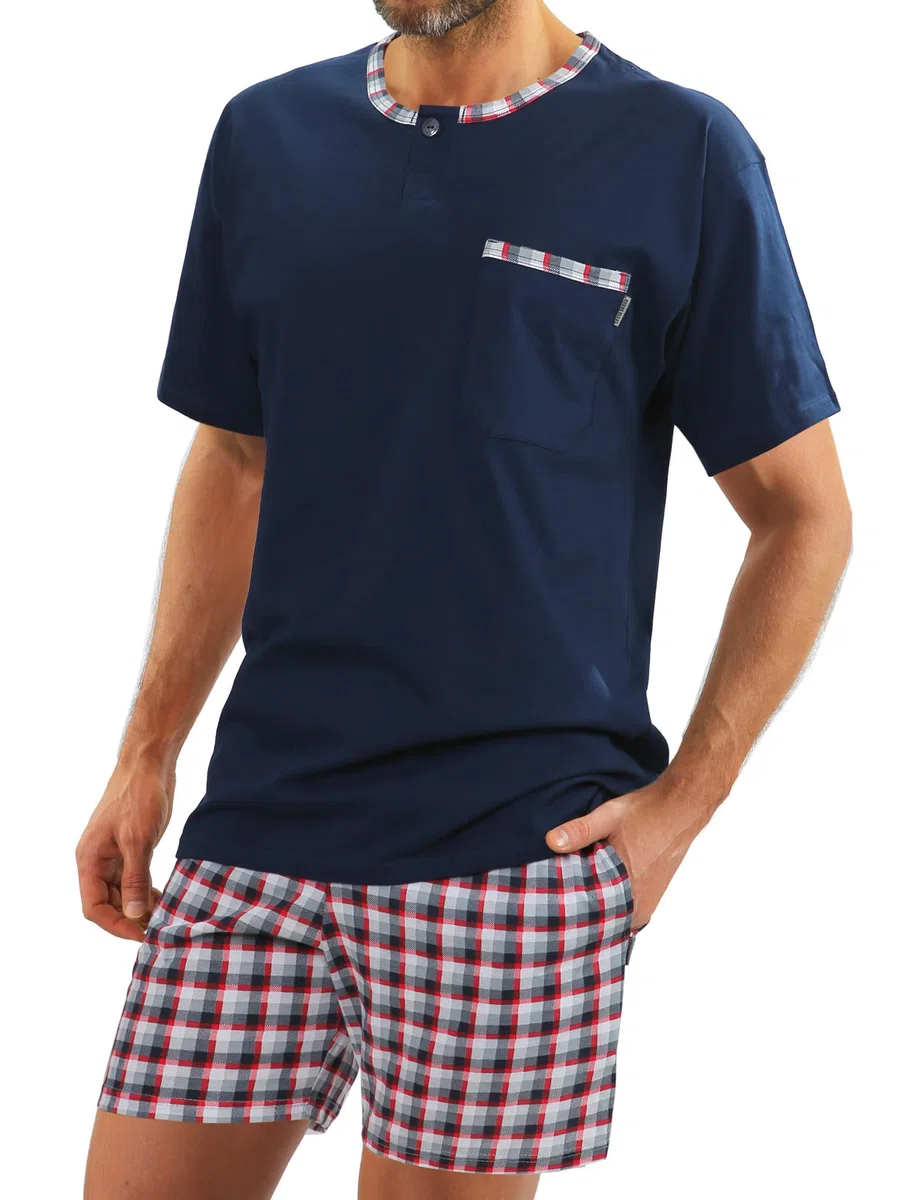 sesto senso Pigiama Uomo Corto Cotone Biancheria da Notte Pigiami Due Lingerie Maniche Corte Pantaloni Corti