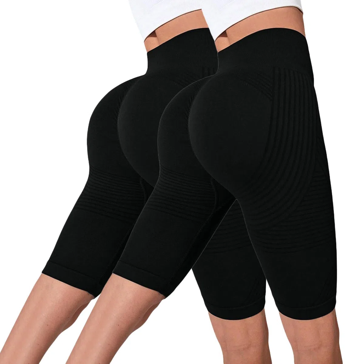 2 Pezzi Solenao Leggins Anticellulite Donna 3D Push Up Sculpture Lipedema a Compressione Controllo Graduata Estivi Leggings Anticellulite Corti Donna Sportivo Vita Alta Senza Cuciture Fitness Yoga
