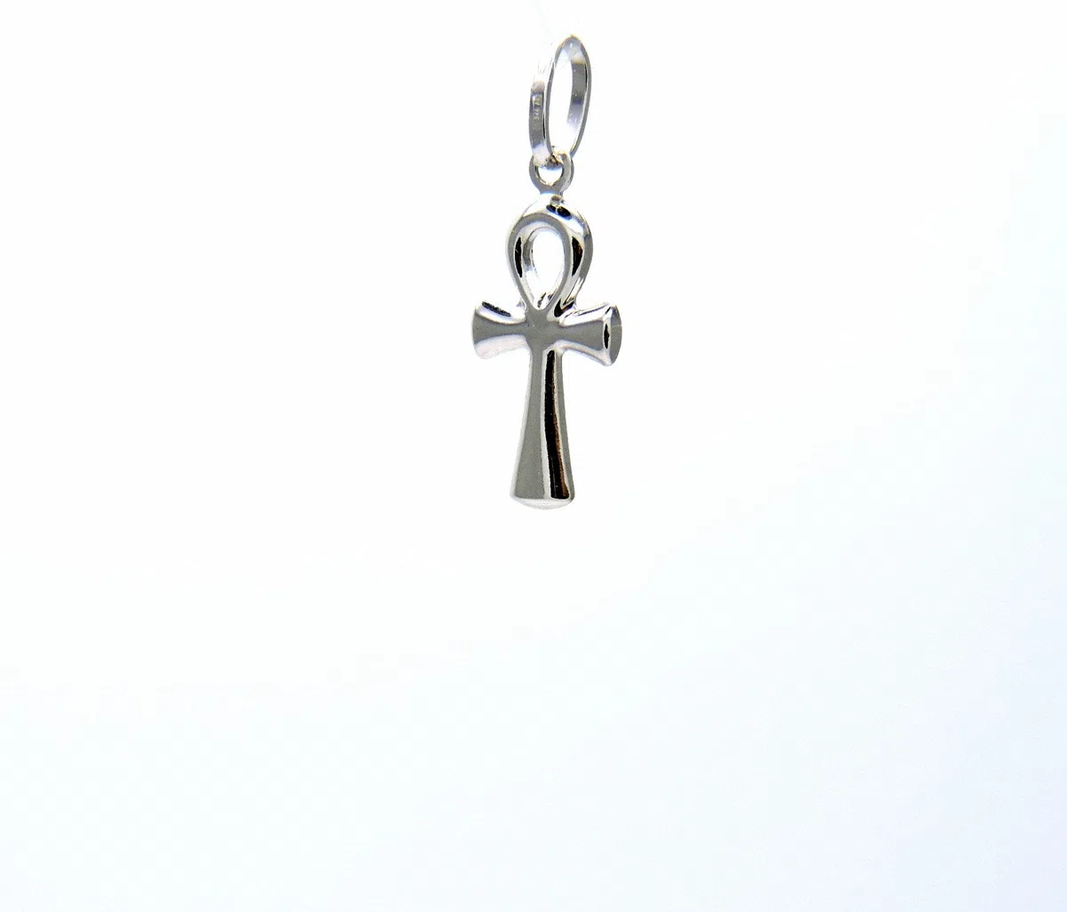 Ciondolo Oro Bianco 18kt (750) Pendente Piccola Croce della Vita Uomo Donna Bambini
