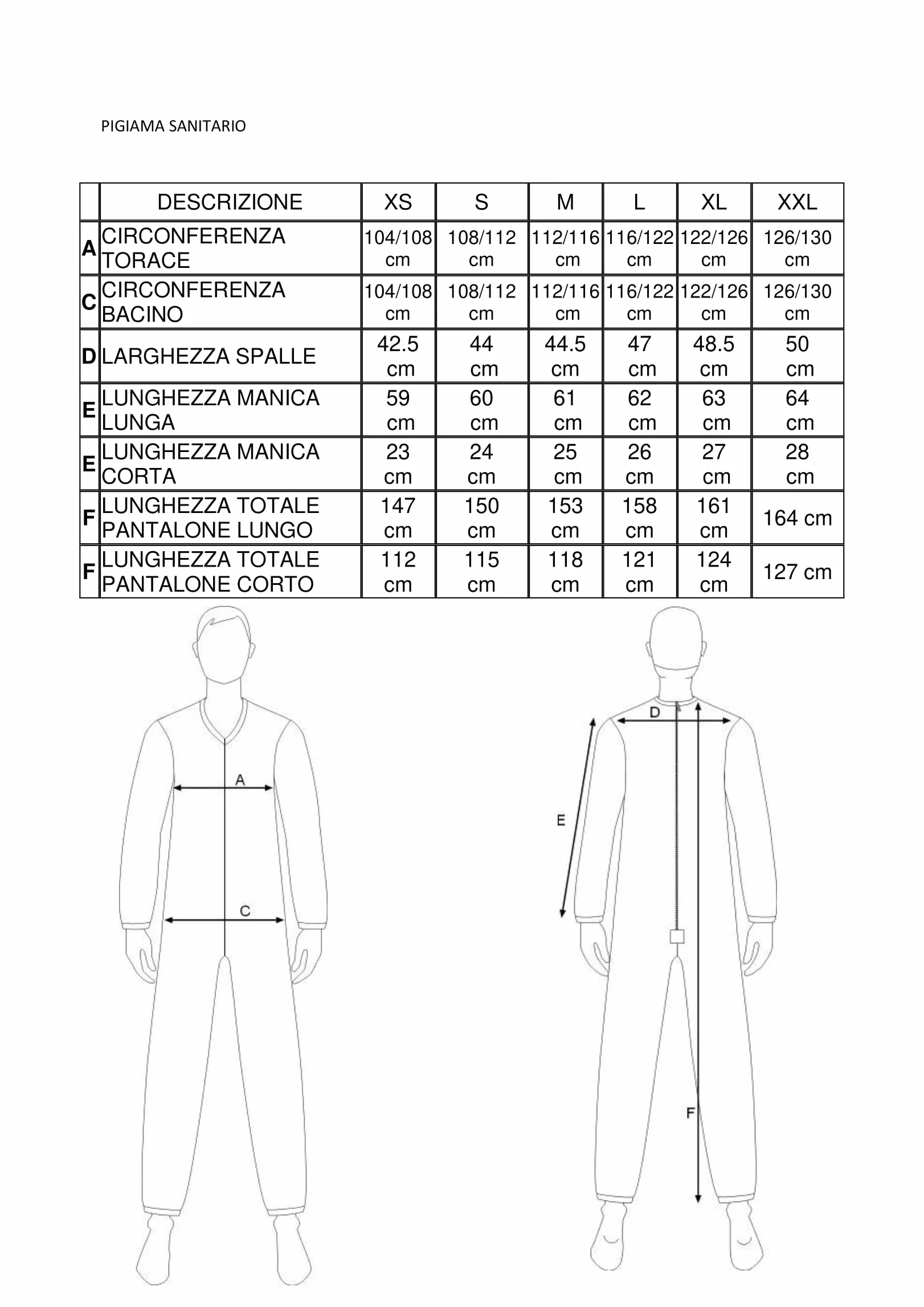 FERRUCCI Pigiama Tutone Sanitario Comfort Manica Corta Pantalone Corto 1 Cerniera/Zip Dietro Schiena Estivo