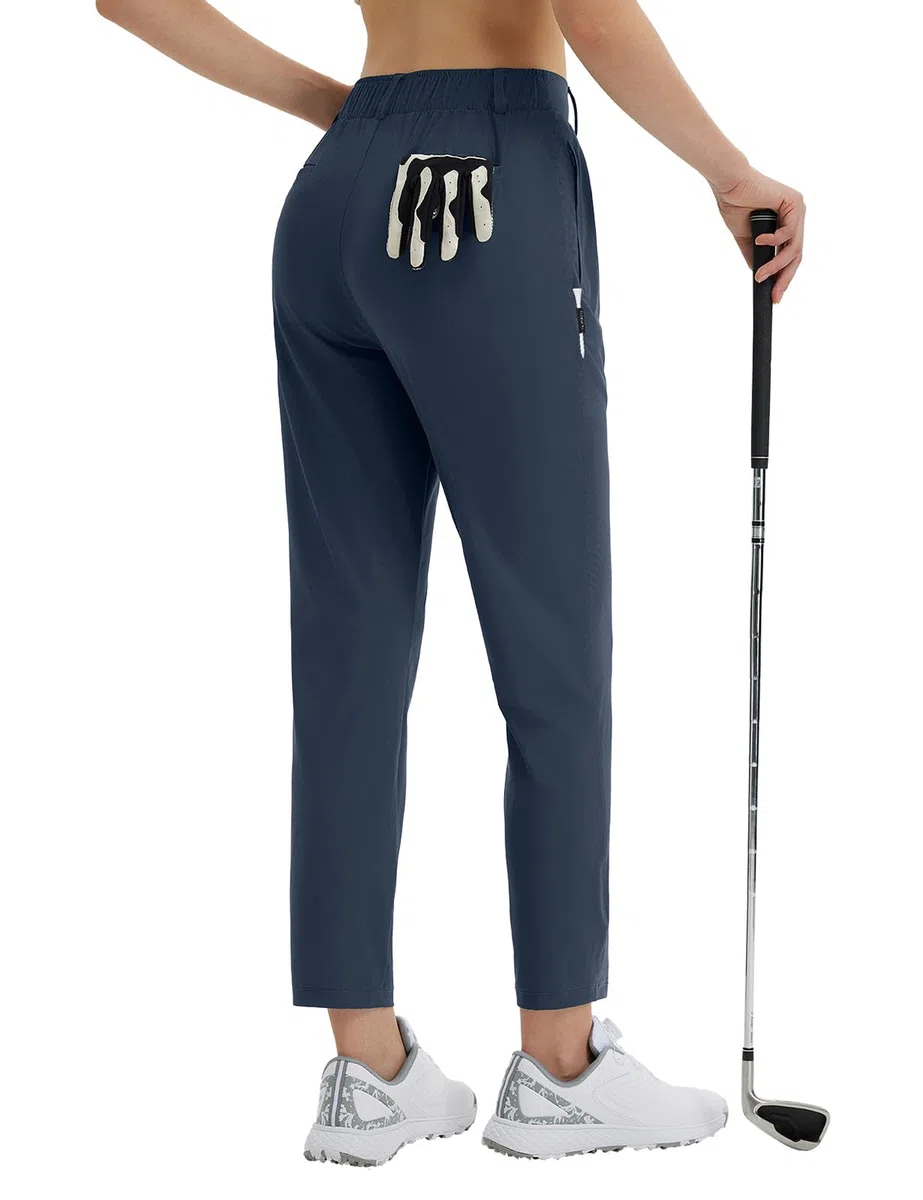 baleaf Pantaloni da golf da donna con passanti per cintura, tasche con cerniera, elasticizzati, da viaggio, lavoro, lavoro, elegante, casual, UPF 50+