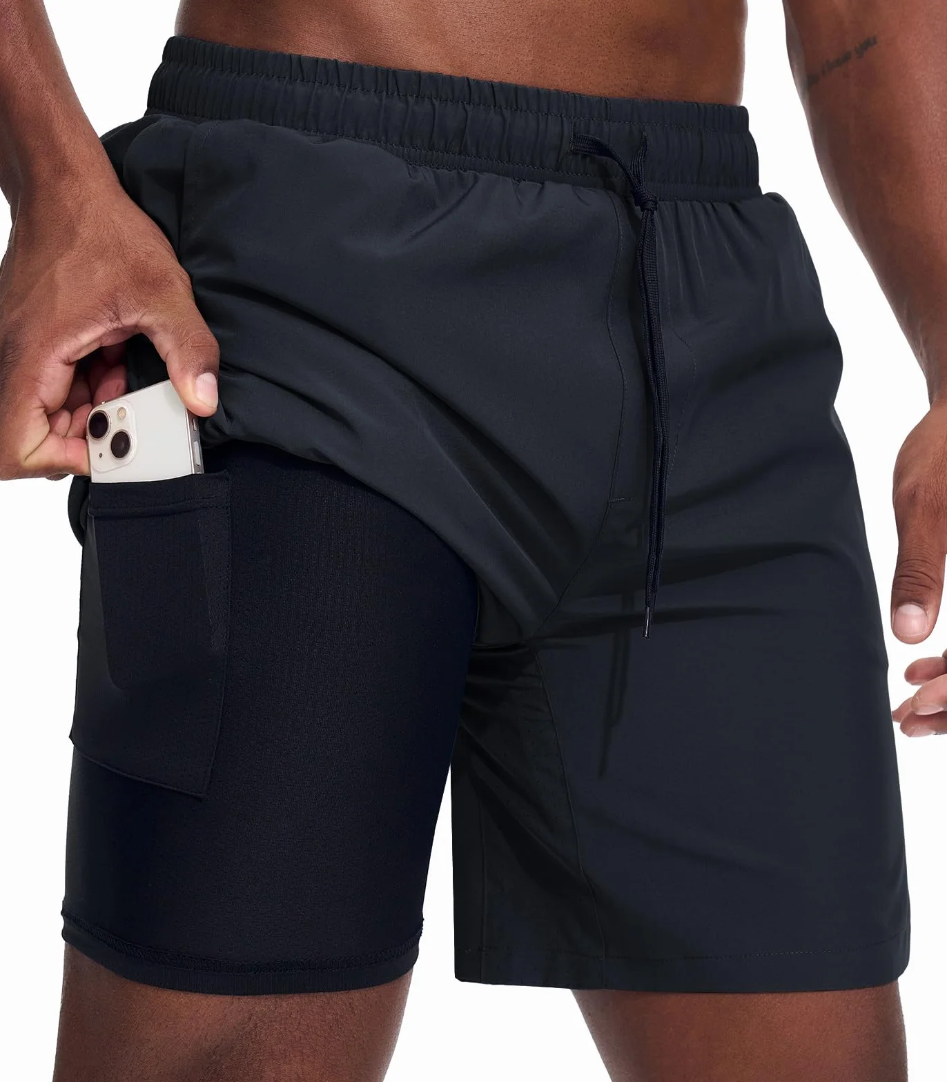 Pantaloncini da Running Uomo 2 in 1 Pantalone Corto Sportivo Short da Asciugatura Rapida Traspirante Outdoor Jogging