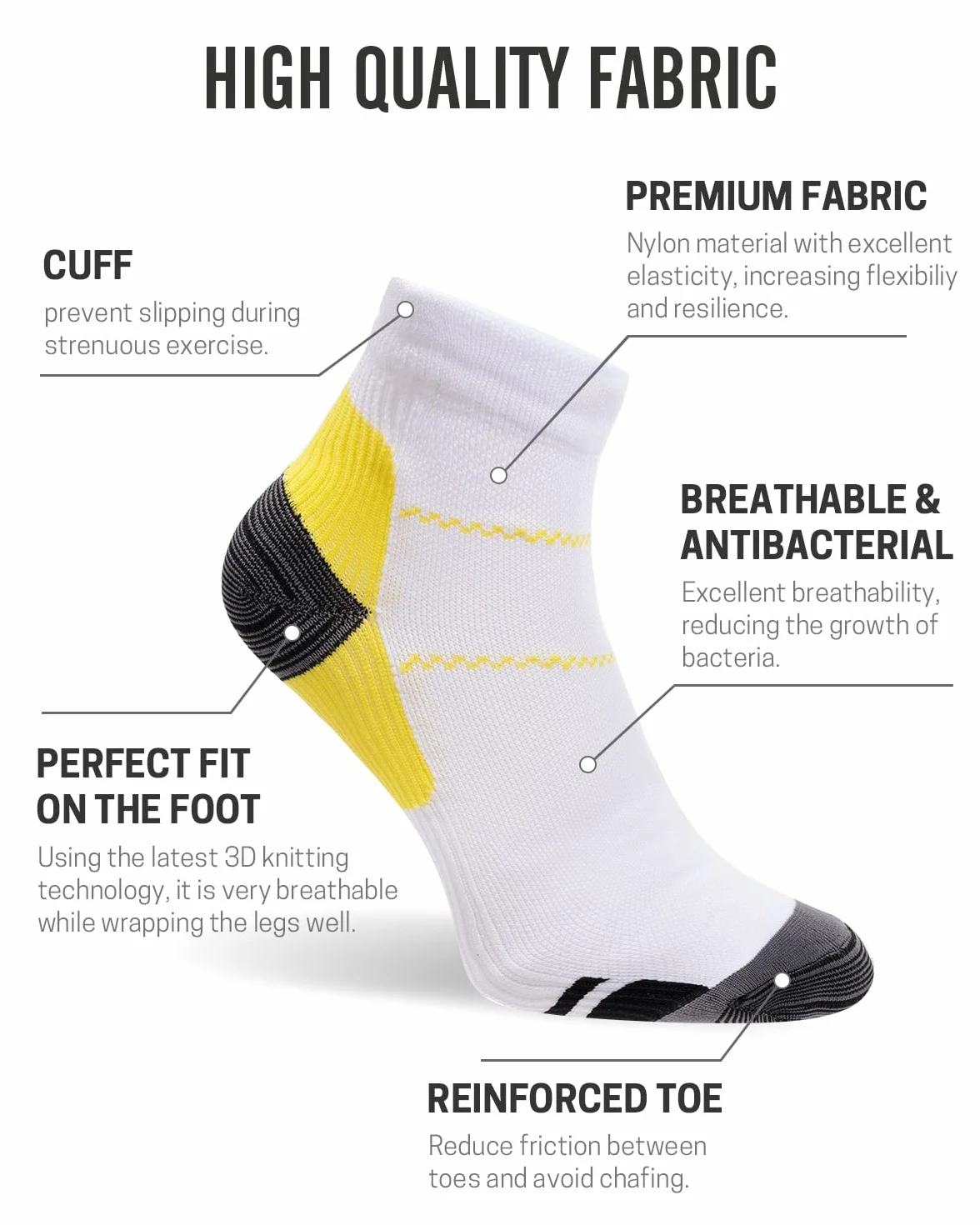 Meowoo 8 Paia Calze a Compressione per Uomo e Donna Ideale per Corridori, Gonfiore e Supporto per Arco Plantare, Low Cut Running Calze a Compressione