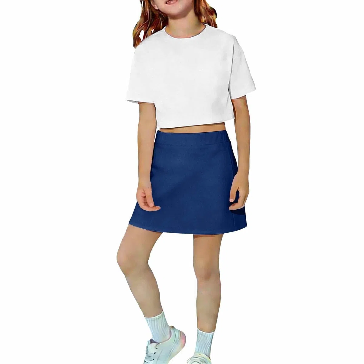 Gonna-Pantaloncino Sportivo da Bambina con Pantaloncini e Tasche per Giocare a Tennis e Cheerleading, Tessuto Elasticizzato e Confortevole
