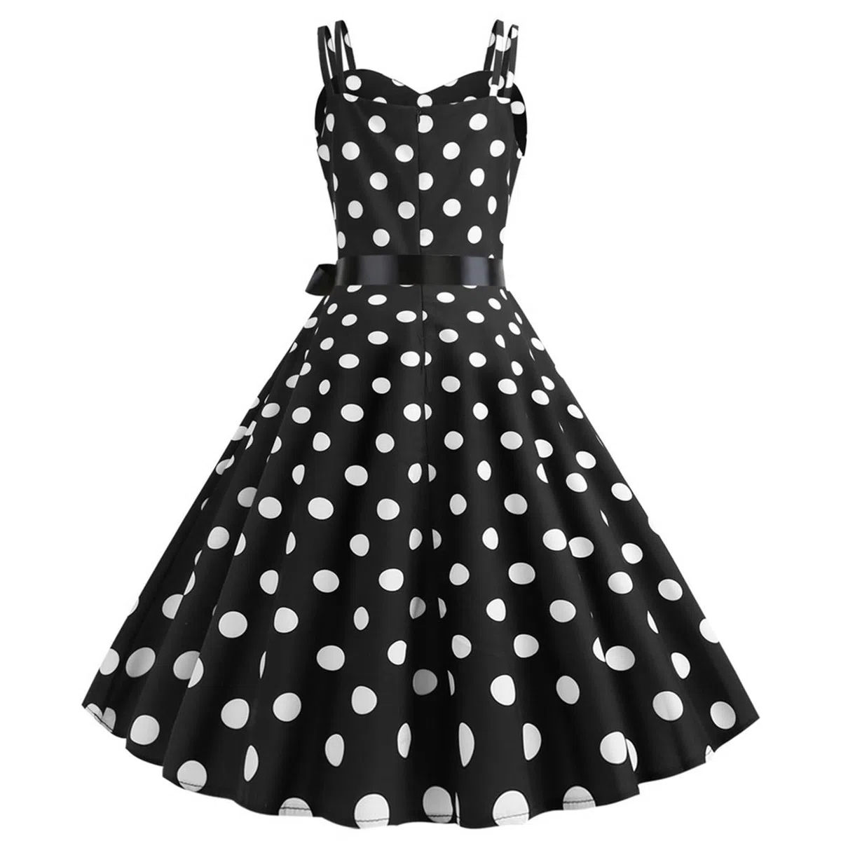 Rockabilly, Abito da Donna Vintage Anni '50, Senza Maniche, A Pois, Stile Coctail, alla Moda degli Anni '60, con Spalline Sottili, Tunica, per Feste, Balli, Costumi di Carnevale Bello