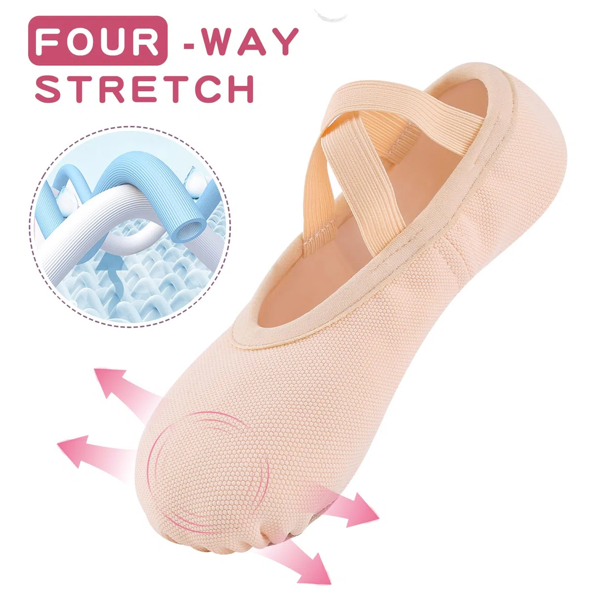 Scarpette Danza Classica Bambina Elastic Mezze Punte Ginnastica Scarpe Ballerina per Ragazze e Donna