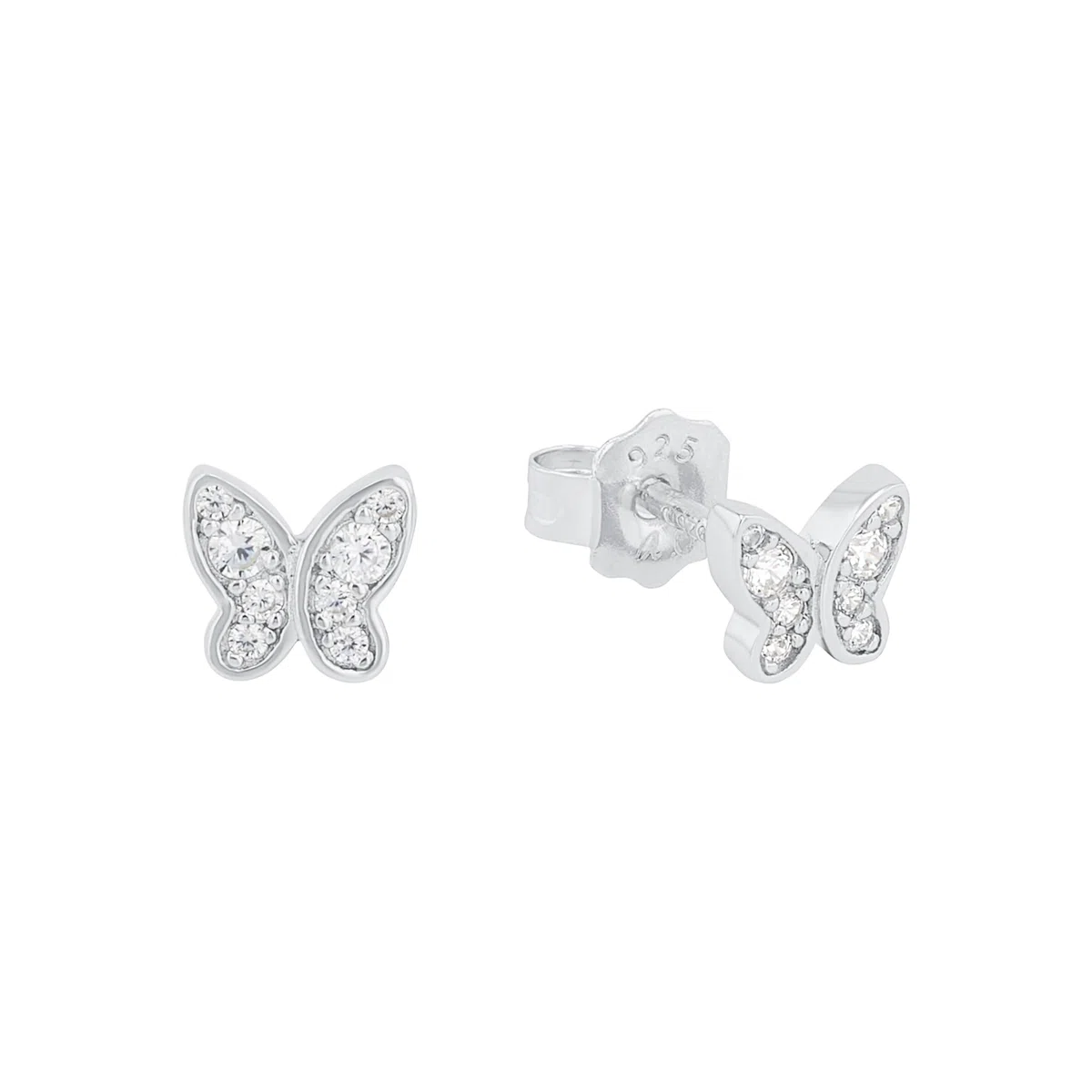 sOliver Orecchini a bottone in argento Sterling 925 per bambine, con zirconi sintetici, a forma di farfalla, forniti in una confezione regalo per gioielli