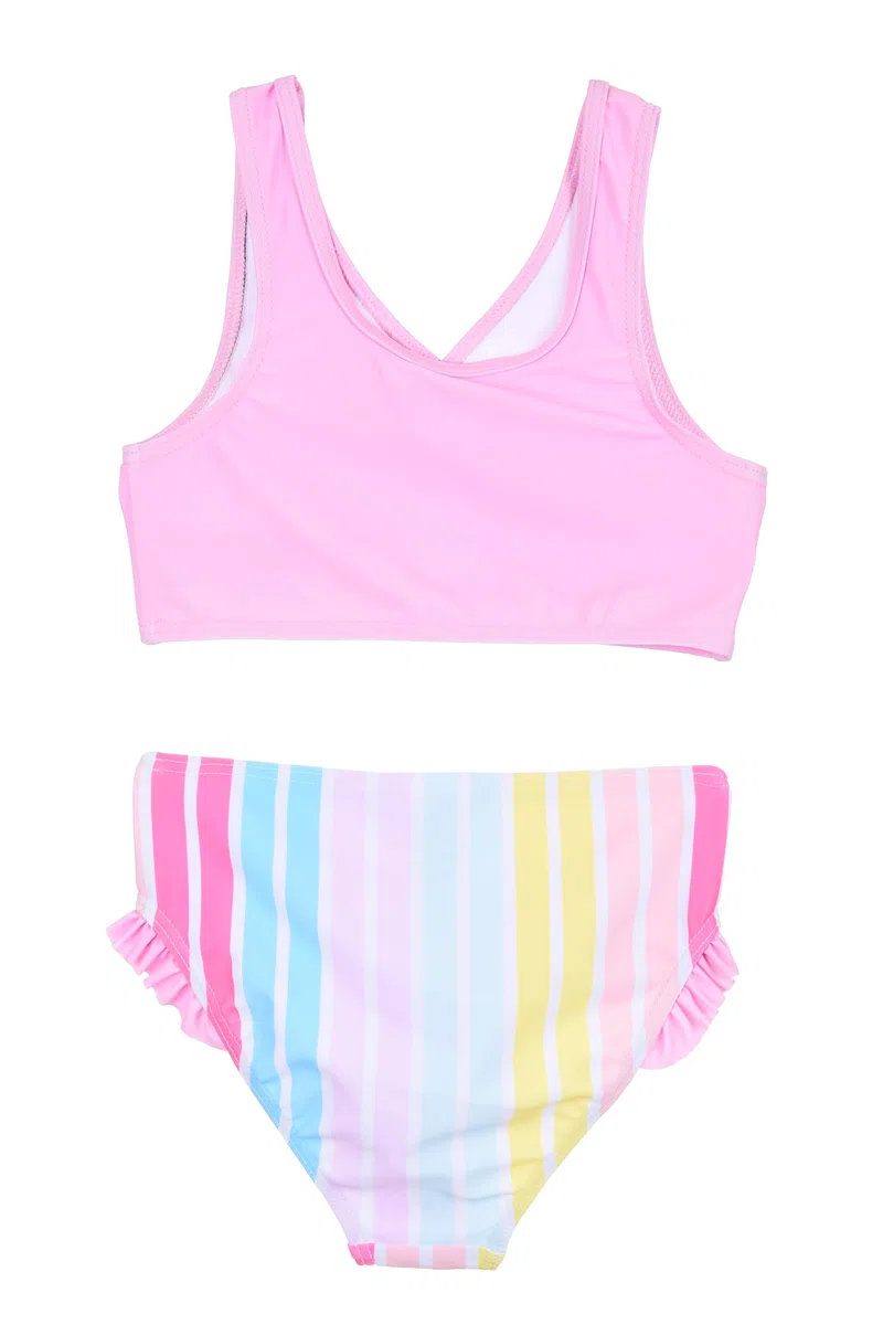 Disney Minnie Mouse Bikini per Bambine, Arcobaleno Costume da Bagno Due Pezzi Estivo per Ragazze, Taglia 3 Anni | Rosa