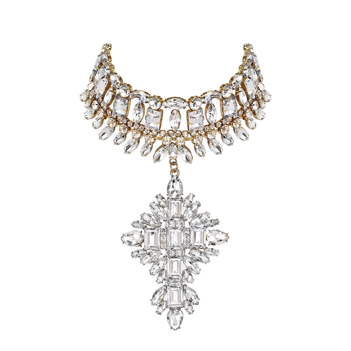 EVER FAITH Collana per costume Statement Bib, con strass scintillanti, stile vintage, arte decorativa, chunky choker, da donna