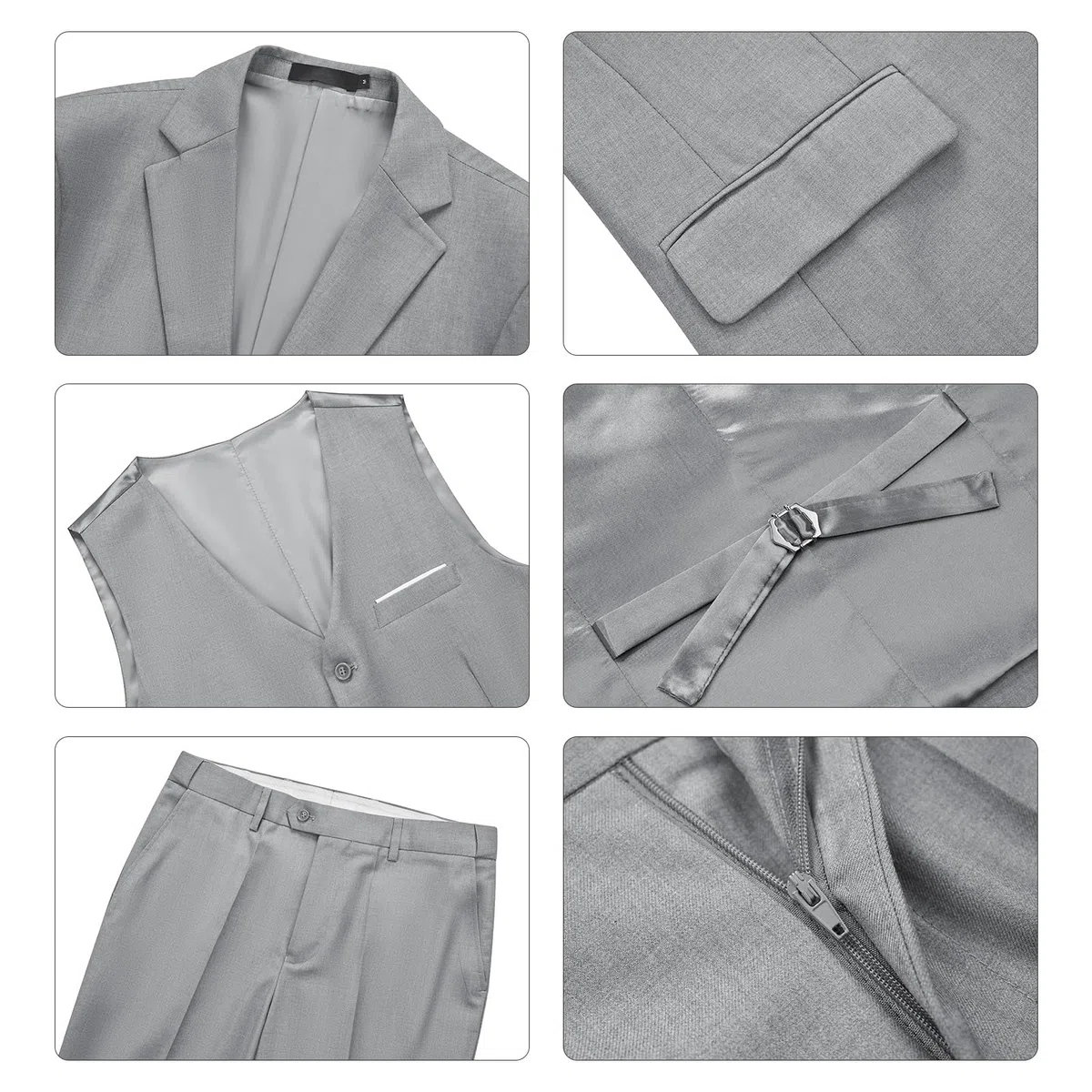 Abiti da Uomo Slim Fit 3 Pezzi Vestito per Uomo Business Formale Completo per Matrimonio con 2 Bottoni Blazer e Pantaloni