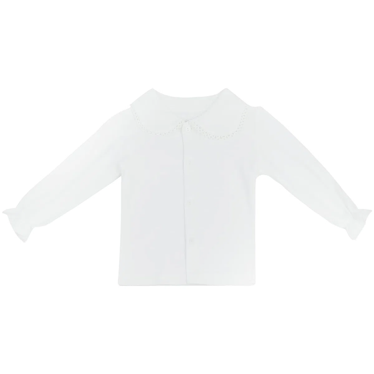 Bebè Bambino Bambina Ragazze Maglia a Maniche Lunghe in Cotone Colletto Peter Pan Chiusura con Bottoni Elastico Magliette Camicette per 0-2 Anni - Tinta Unita Bianco Taglia 56/62/68/74/80/86/92 0-24M