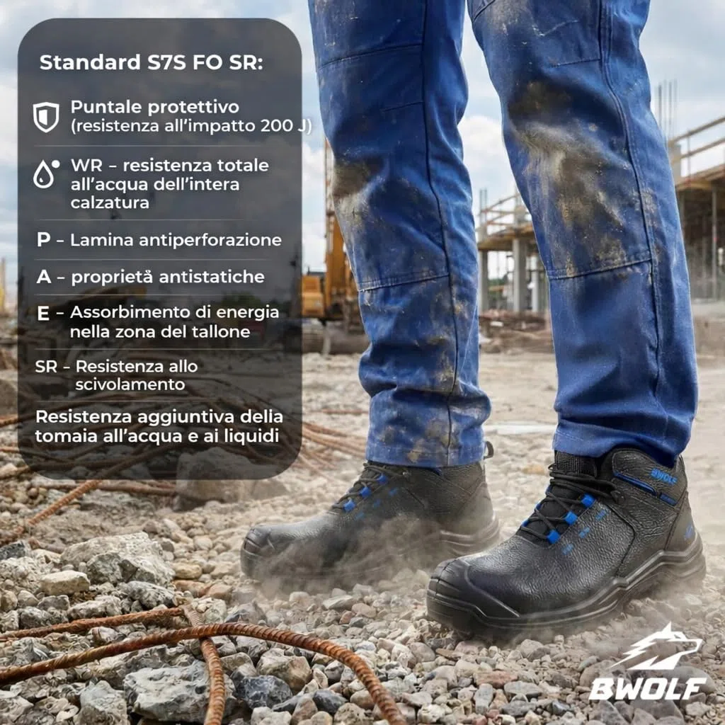 BWOLF PANZER HI S7S Scarpe antinfortunistiche impermeabili S7S | Puntale composito, protezione anti-perforazione in Kevlar, suola in poliuretano antiscivolo