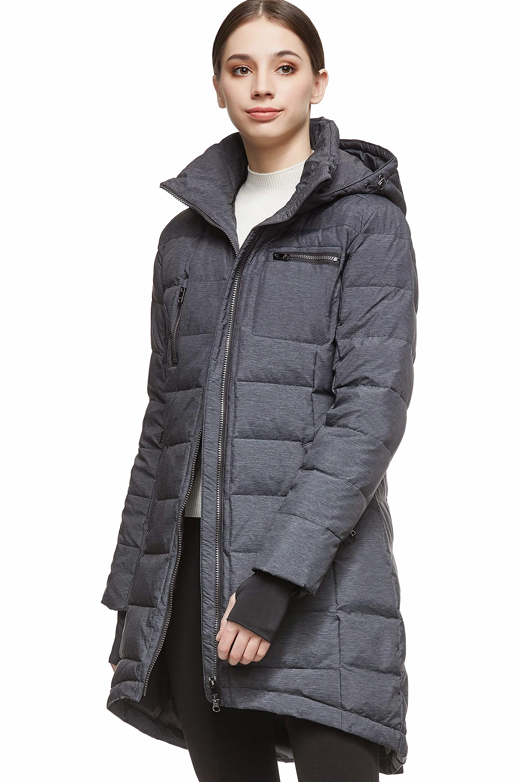 OROLAY Cappotto Invernale di Media Lunghezza con Cappuccio da Donna Piumino Comfort Trapuntato
