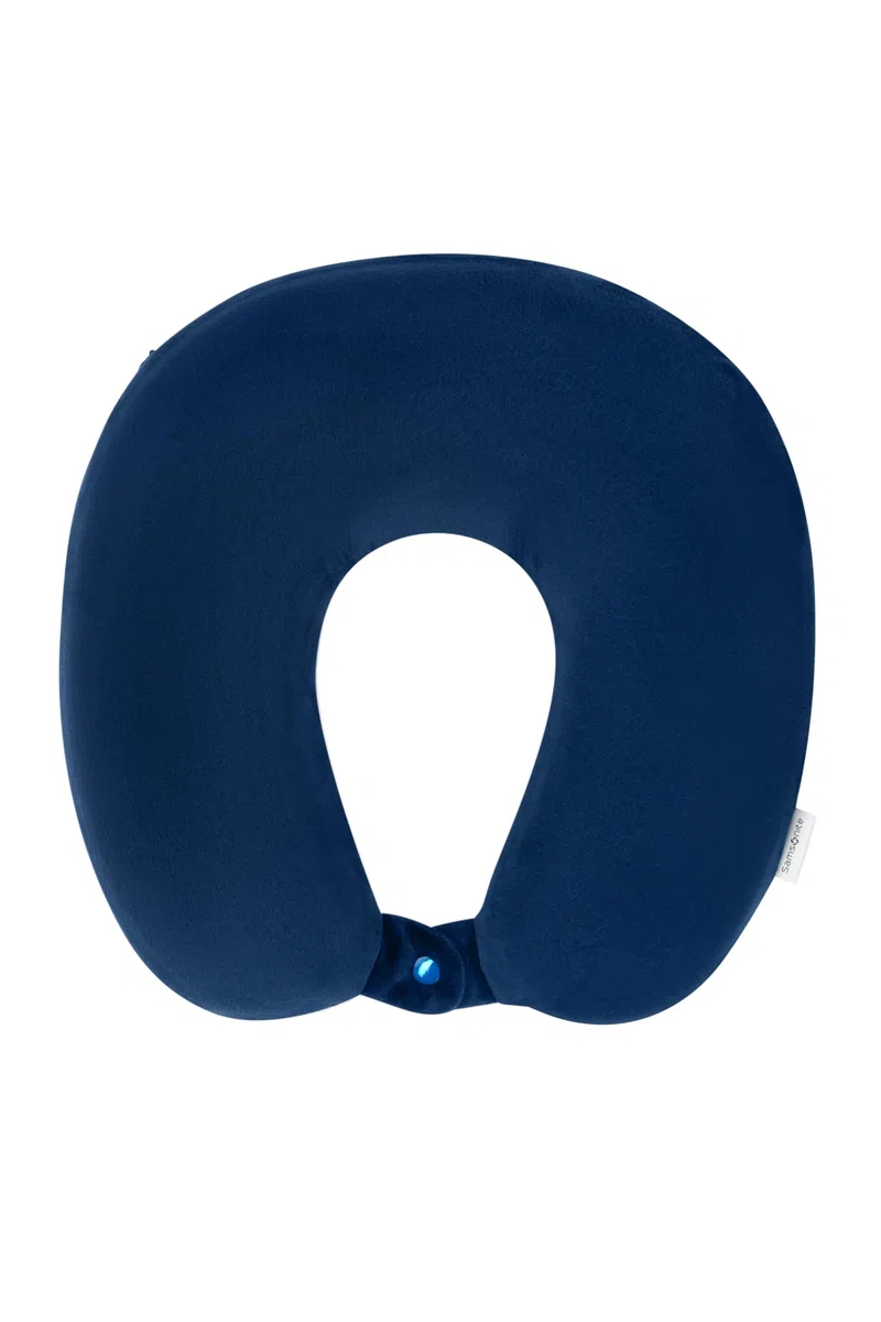 Samsonite TA Revolution – Cuscino da viaggio in memory foam, ergonomico e confortevole, cuscino da viaggio per aereo, auto e viaggi, Blu (Midnight Blue)