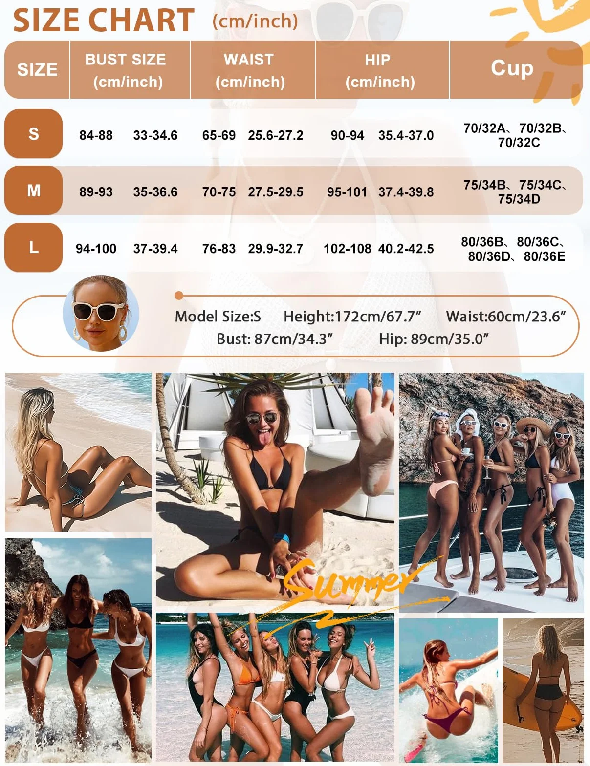 Vancavoo Costumi Donna Mare Due Pezzi Bikini Set Brasiliana Costume da Bagno 2 Pezzi Triangolo Tanga Spiaggia Swimsuit Beachwear Estate
