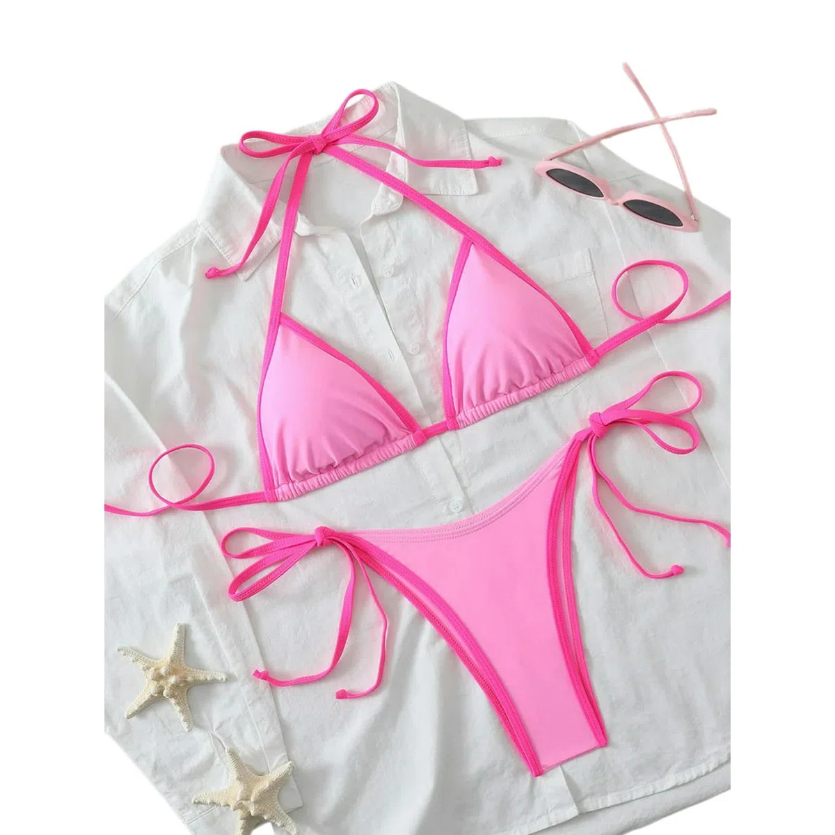 Costume Donna Nero Bianco Contrasto Bikini Halter Collo, Alta Taglio Tanga Due Pezzi Costumi da Bagno, Sexy Mini Bagno per La Spiaggia Piscina Vacanza-yellowgreen-s