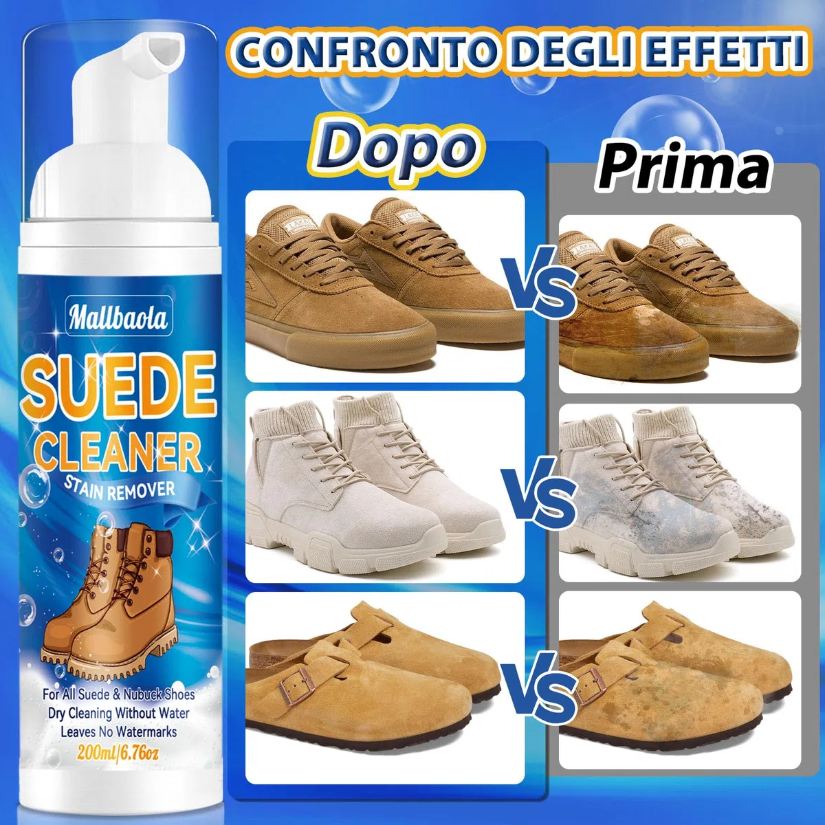 Pulizia Scarpe Scamosciate, Kit Pulizia Scarpe, Pulisci Scarpe con Spazzola e Asciugamano, Pulizia Camoscio Scarpe Schiuma Rimuove Macchie, Suede Cleaner per Scamosciato, Nabuk, Maglia,Sneakers,Pelle