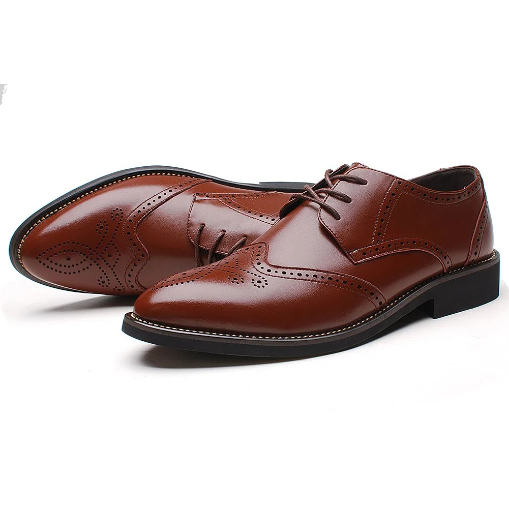 ANUFER Uomo Inteligente Nozze Brogues Punta Allacciare Formale attività Commerciale Scarpe da Sera