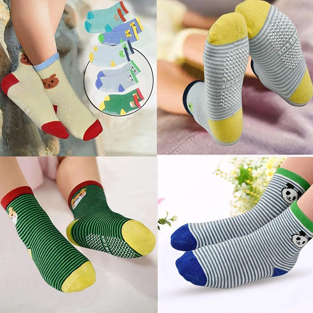 HYCLES Calzini Antiscivolo Bambino Bambina per 0-7 Anni - Calze Antiscivolo Bambino Neonato 0-6-9-12-18-24 Mesi Cotone