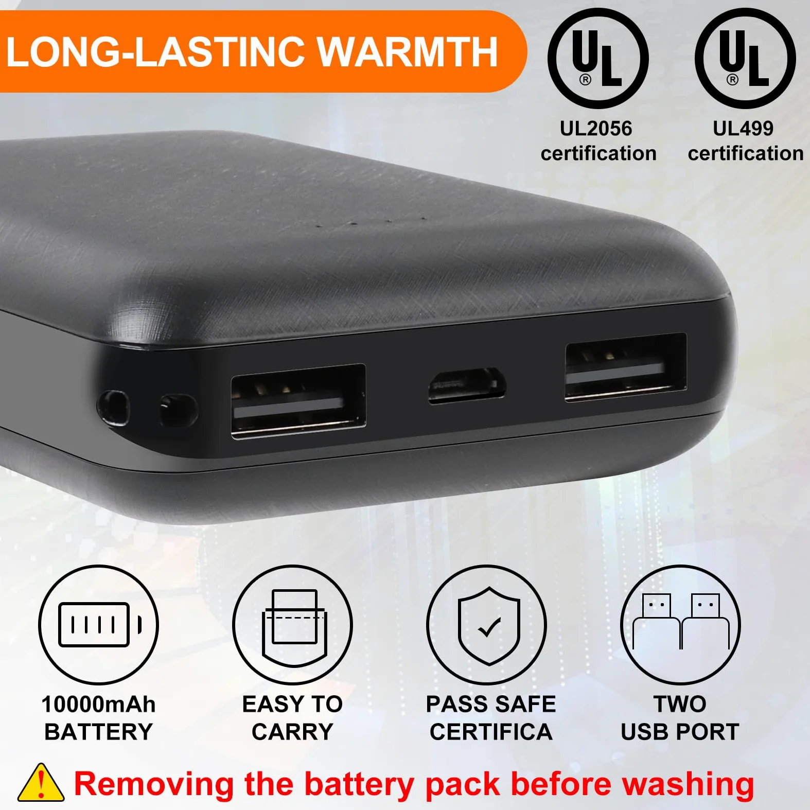 Amiable Gilet Riscaldato Uomo Donna, Giubbotto con Batteria 10000mAh, 8 Zone Di Riscaldamento Giacca Riscaldata per Campeggio Pesca Caccia - M