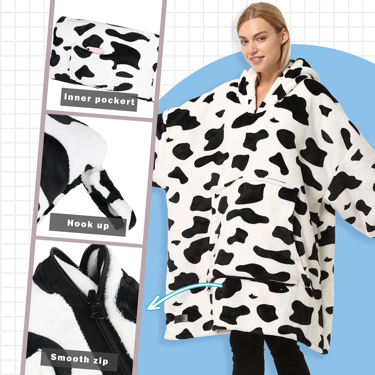 Catalonia Classy Maglione da Coperta Sherpa Portatile Oversize, Felpa da Viaggio Portatile Morbida e Calda e Confortevole, Coperta da Cuscino per Uomini e Donne Adulti