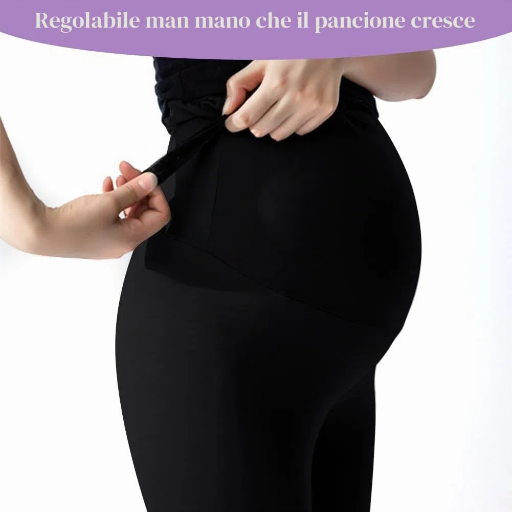 Aomig Leggings Premaman Donna, Pantaloni Gravidanza Elasticizzato e Comodo in Felpato, Leggins Premaman Donna a Vita Alta, Vita Regolabile, Basic Pantaloni per Gravidanza