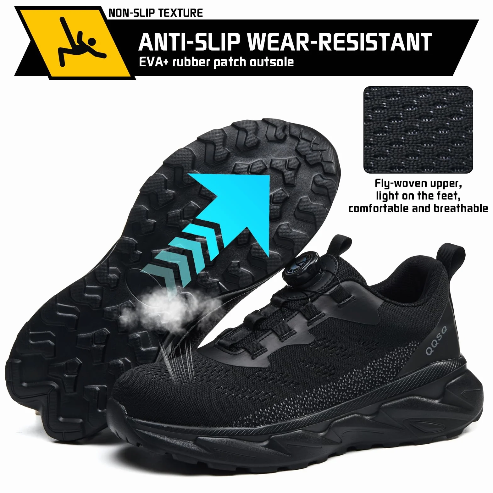Scarpe Antinfortunistiche Uomo Scarpe da Lavoro Donna Leggere Traspiranti Comode Sneakers Antiscivolo Scarpe Sicurezza con Punta in Acciaio Regolazione Rapida dei Lacc