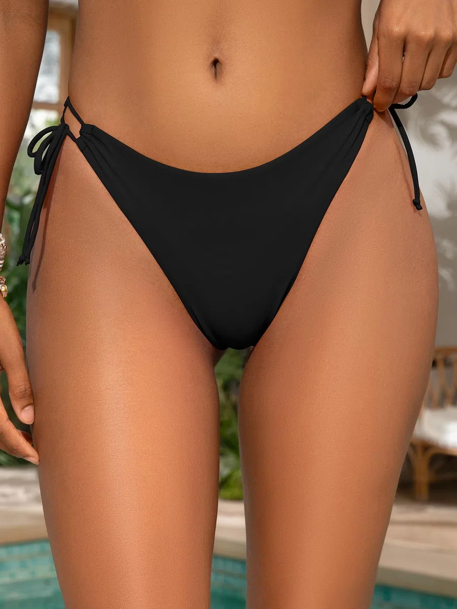 SHEKINI Costume da bagno da donna Tie Side Bottom con taglio alto, perizoma brasiliano