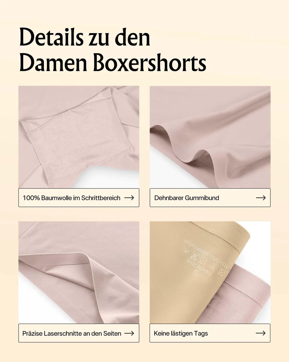 SHARICCA Boxer Donna Senza Cuciture Vita Alta Pantaloncini Donna in Viscosa Culotte Shorts Intimo Fitness Sport Hot Pant