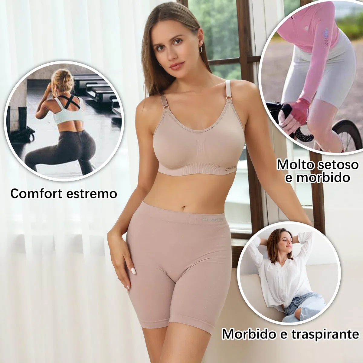 Channo Pantaloncini Anti sfregamento in Cotone, con Sostegno Leggero, Tessuto Morbido ed Elasticizzato