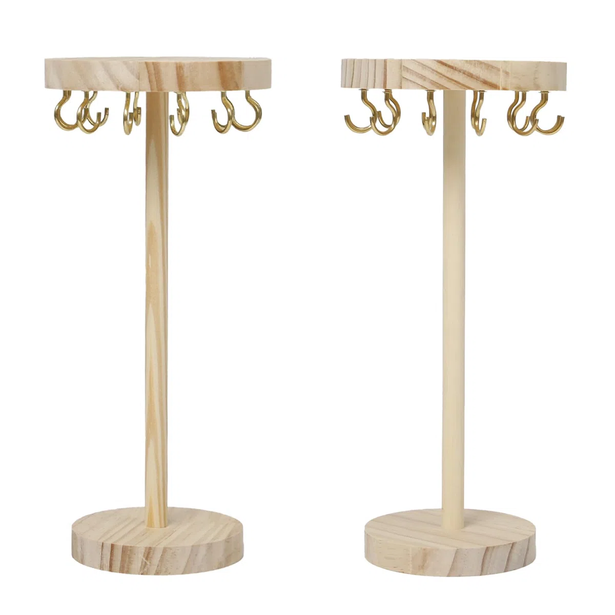 2 Porta Collane Legno Espositore Collane Lunghe con 24 Ganci Espositore Porta Gioielli Bracciali Orecchini da Appendere Portachiavi da Tavolo con Base Legno per la Camera da Letto Toeletta