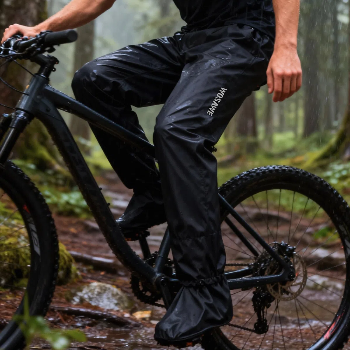 WOSAWE Pantaloni Impermeabili Unisex Leggeri Traspiranti da Moto Antipioggia Antivento Pantaloni da Trekking con Copertura per Scarpe