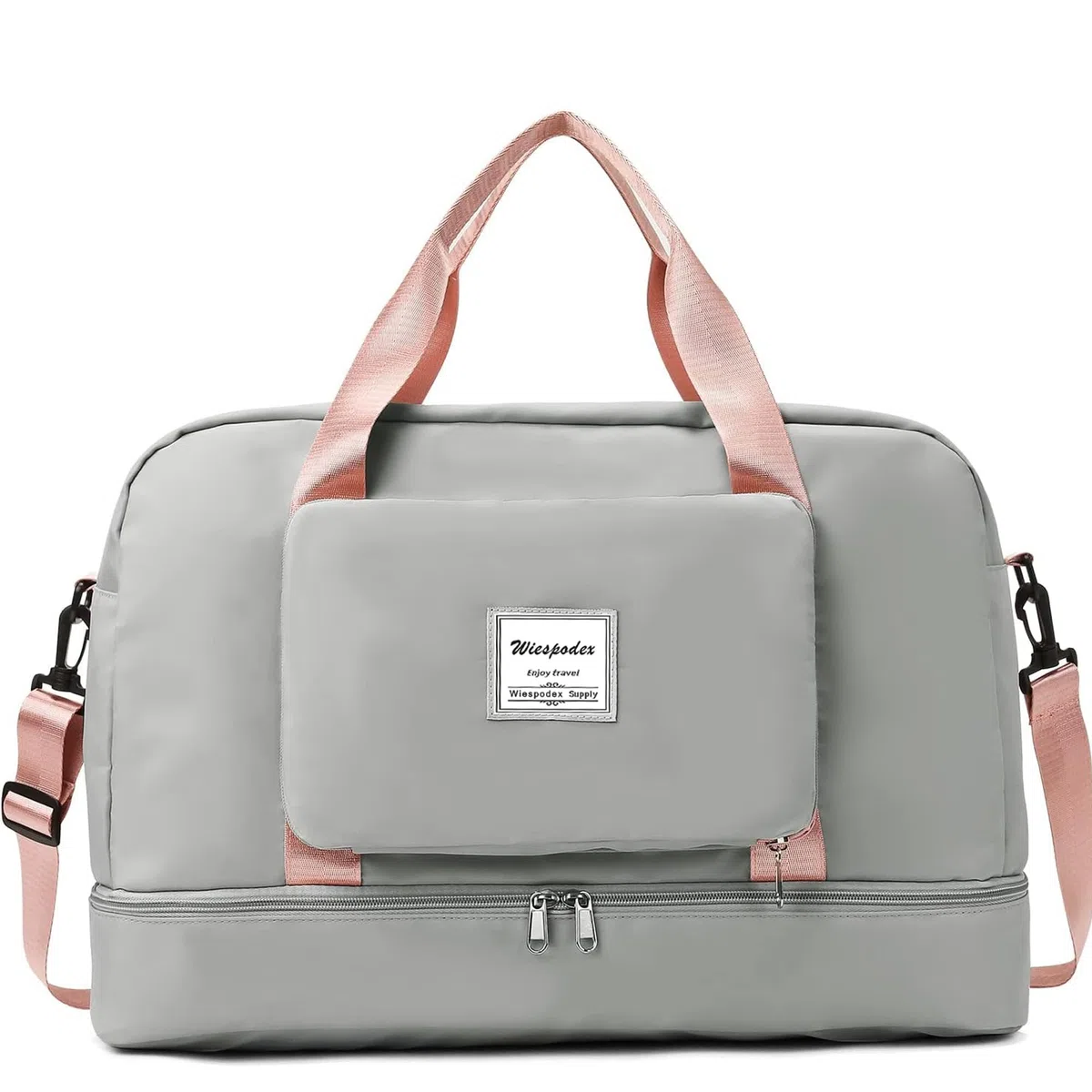Per Ryanair Airlines - Borsone da viaggio pieghevole, 50 x 32 x 28,5 cm, borsa da viaggio pieghevole per la notte, per donne e uomini (con tracolla), Grigio