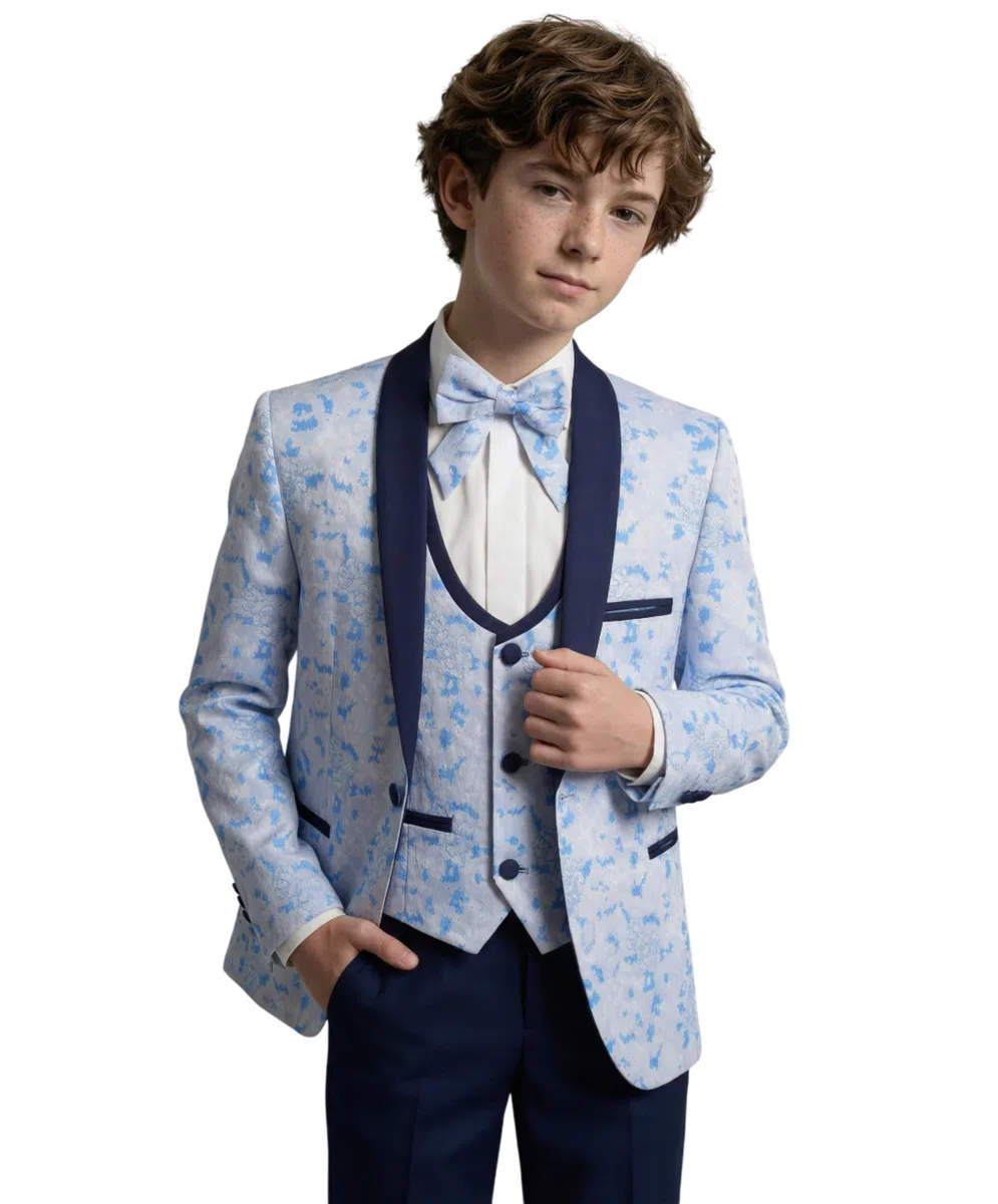 SIRRI Tuxedo da Ragazzo per Pagina da Ragazzo Abito Grigio Slim Fit da 5 Pezzi Occasioni Speciali Festa di Compleanno Cena di Matrimonio età