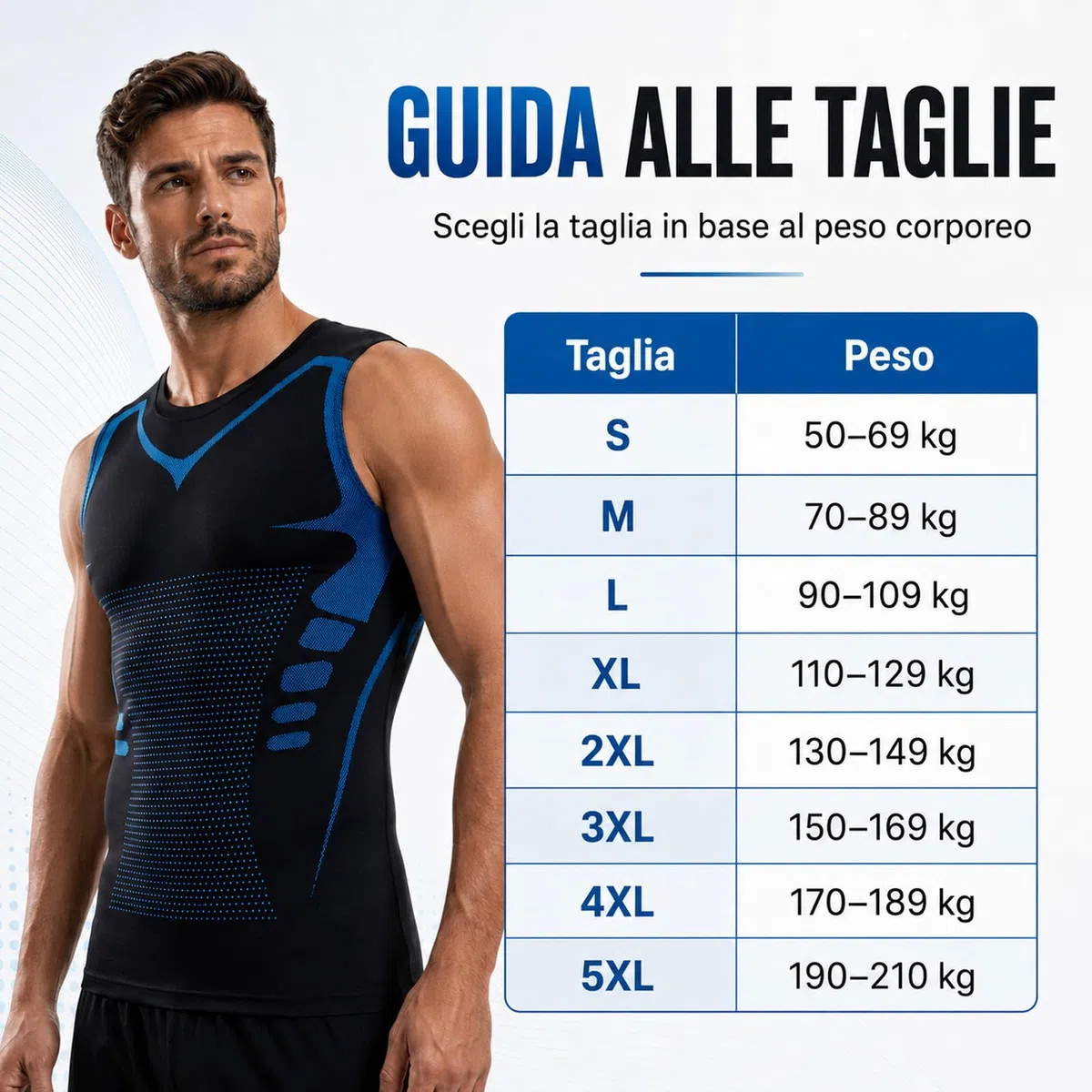Massefit Canotta Compressiva Modellante da Uomo, Maglia Intima Aderente Slim Fit, Canotta sotto Camicia Traspirante e Confortevole per Uso Quotidiano